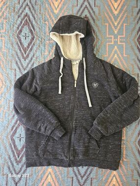 Men's Navy Sherpa-Lined Zip Hoodie Sweater